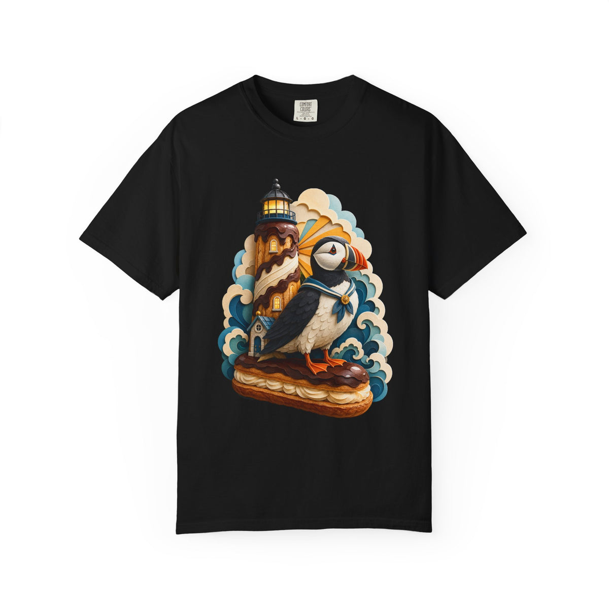 Paper Cut Lighthouse Eclair Puffin T-Shirt Graphic