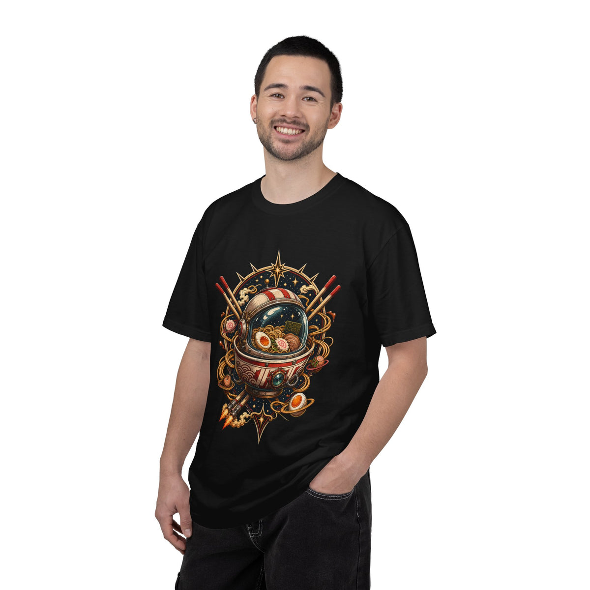 Cosmic Ramen Astronaut Retro T-Shirt Graphic