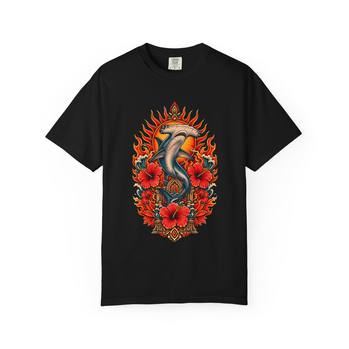 Fire Hibiscus Hammerhead Graphic Tee