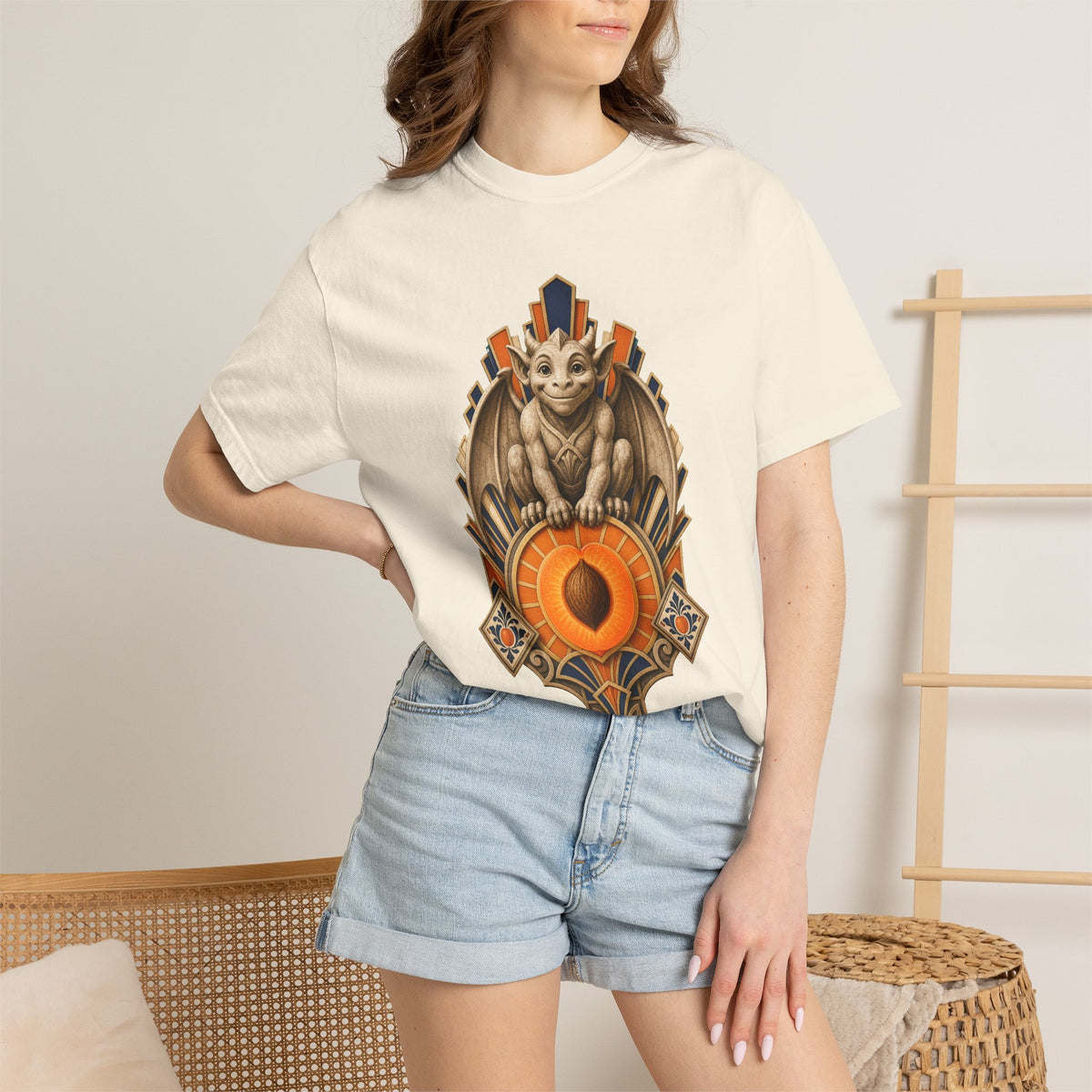 Art Deco Apricot Gargoyle Graphic Tee