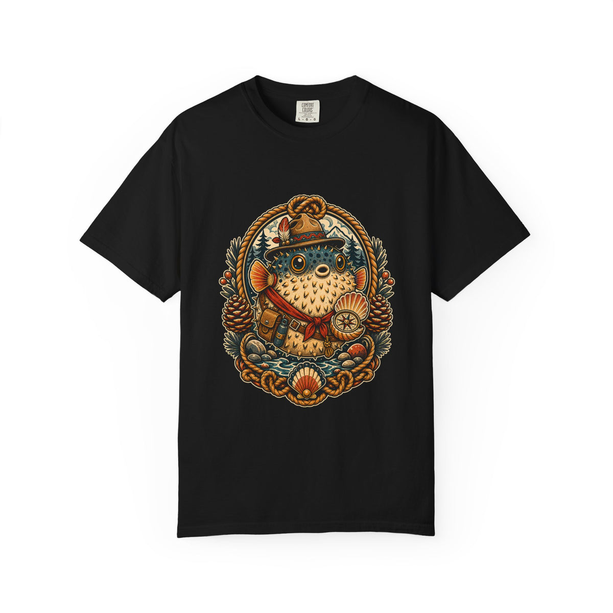Folk Tattoo Pufferfish Ranger Graphic Tee