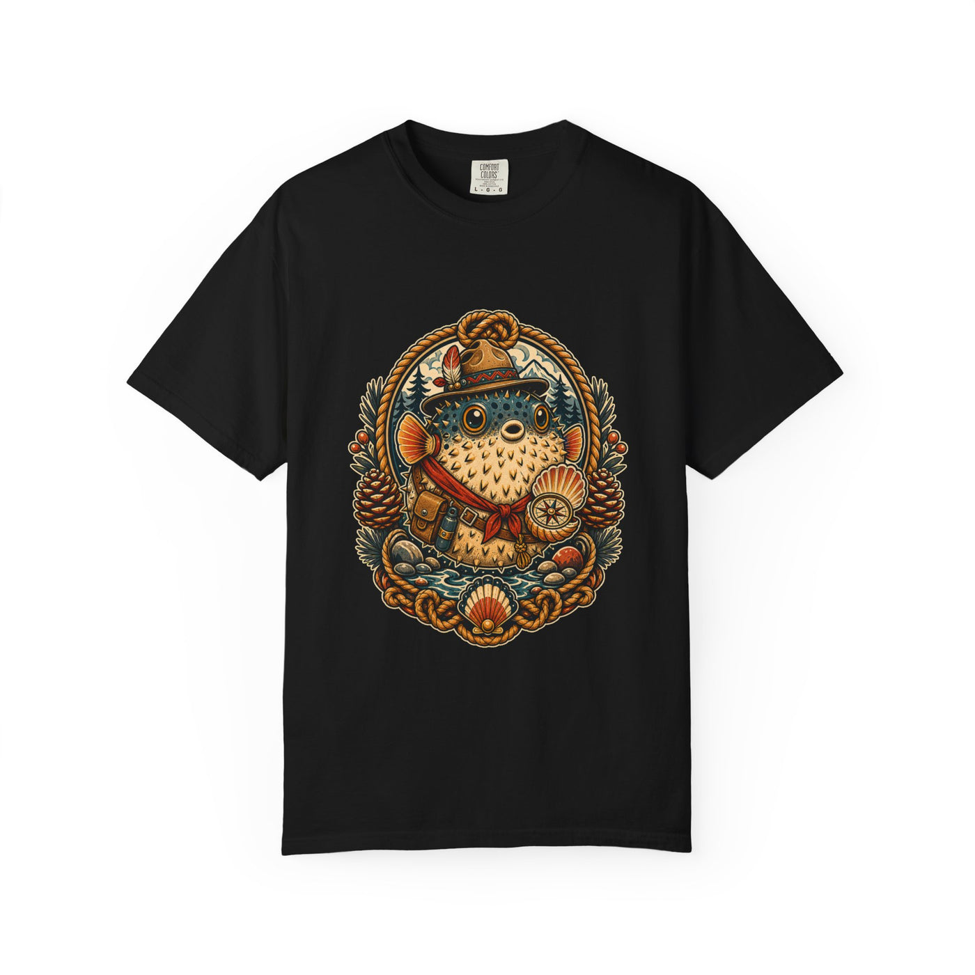 Folk Tattoo Pufferfish Ranger Graphic Tee