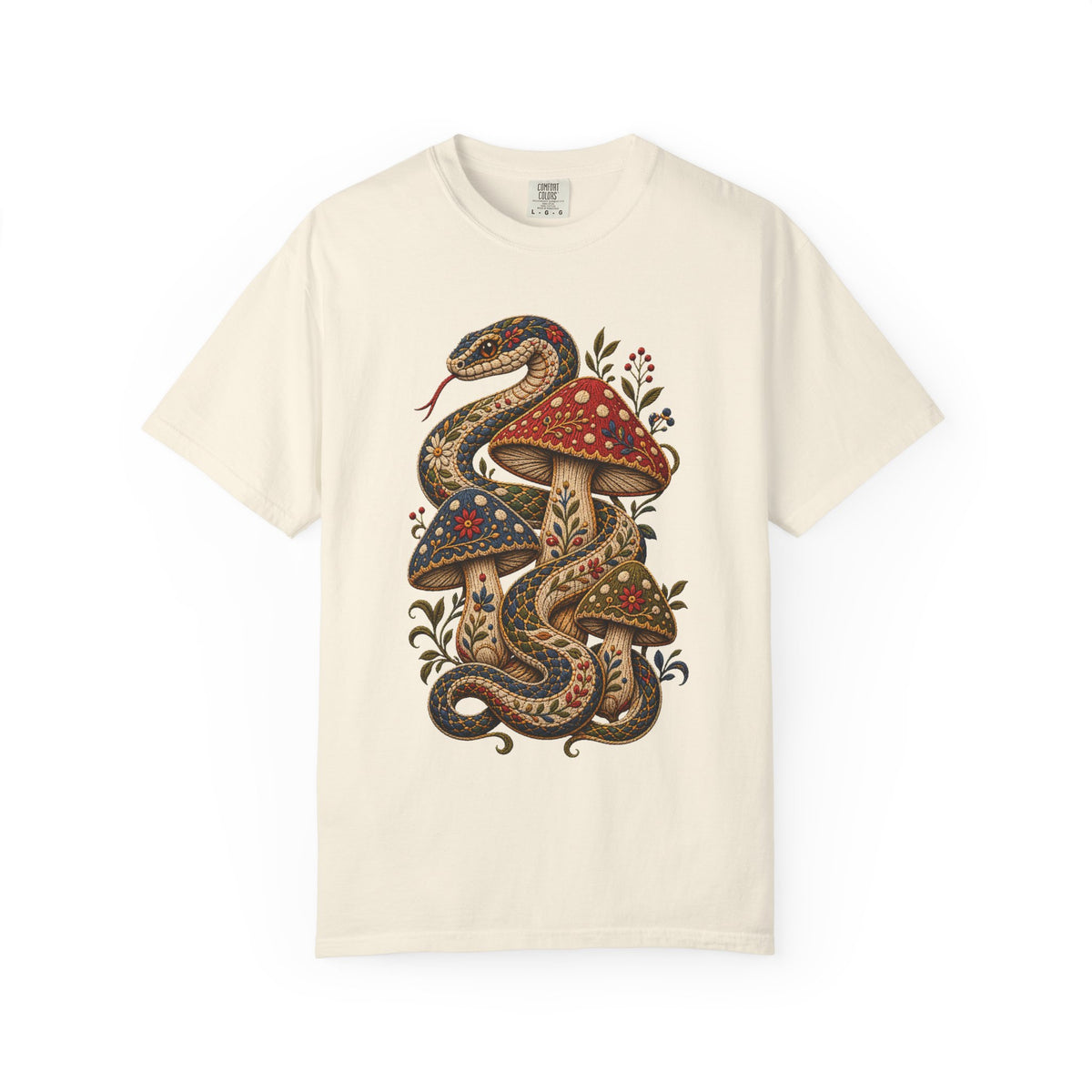 Embroidered Mushroom Serpent Graphic Tee