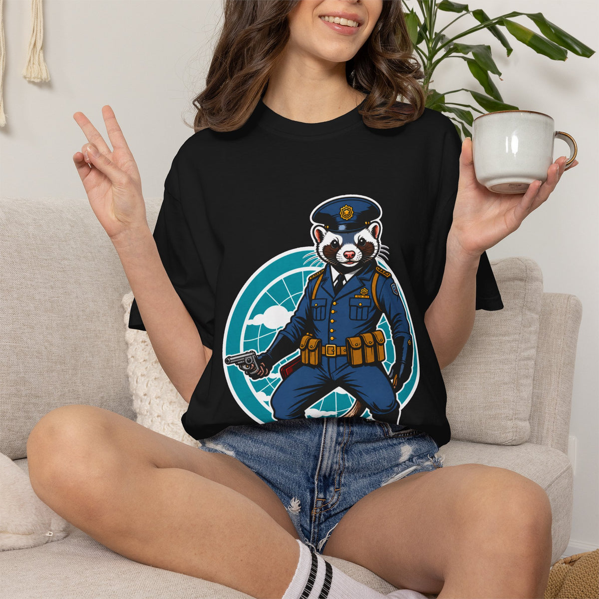 Uniformed Ferret Badge T-Shirt Graphic