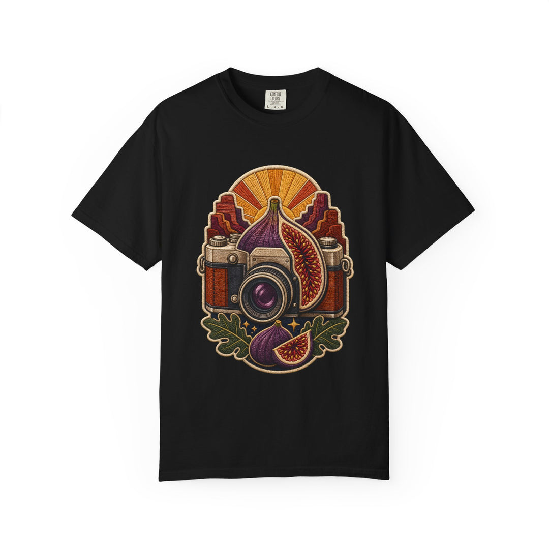 Embroidered Canyon Camera Fig T-Shirt Graphic