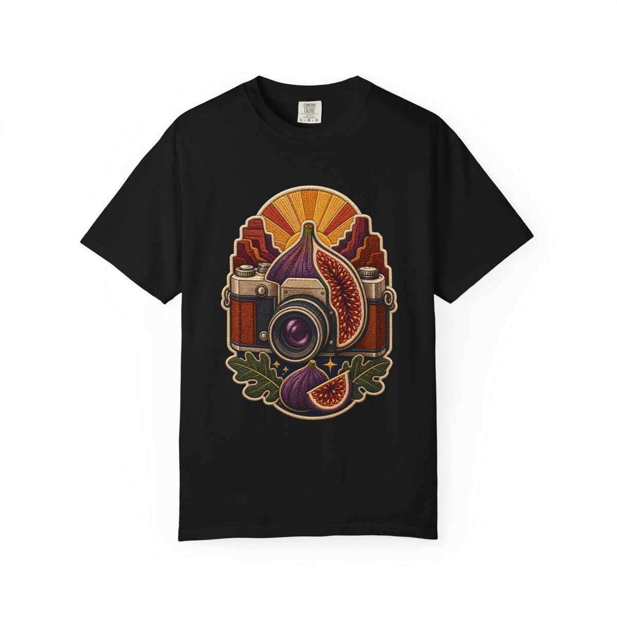 Embroidered Canyon Camera Fig T-Shirt Graphic