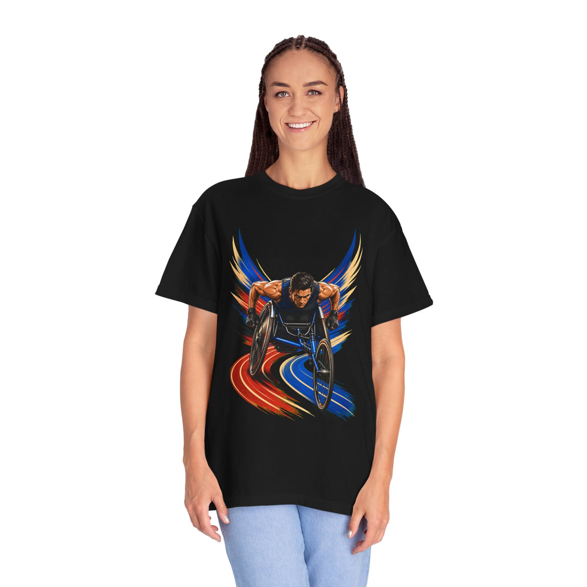 Wheelchair Track Sprinter Velocity Halftone Graphic Tee