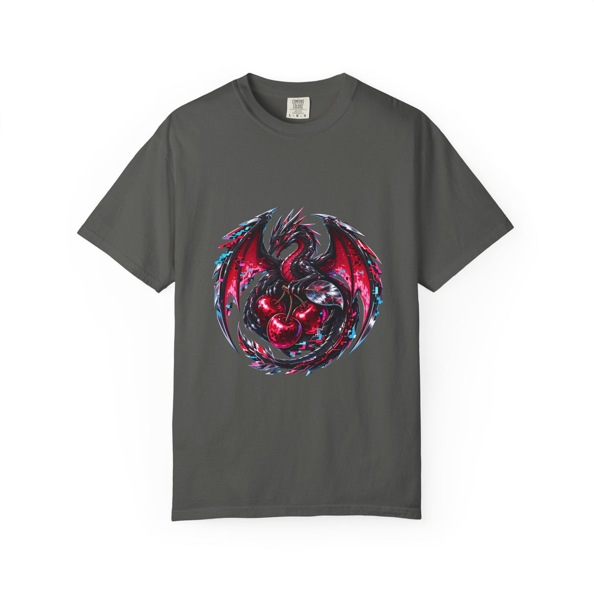 Cyber Glitch Cherry Wyvern Graphic Tee