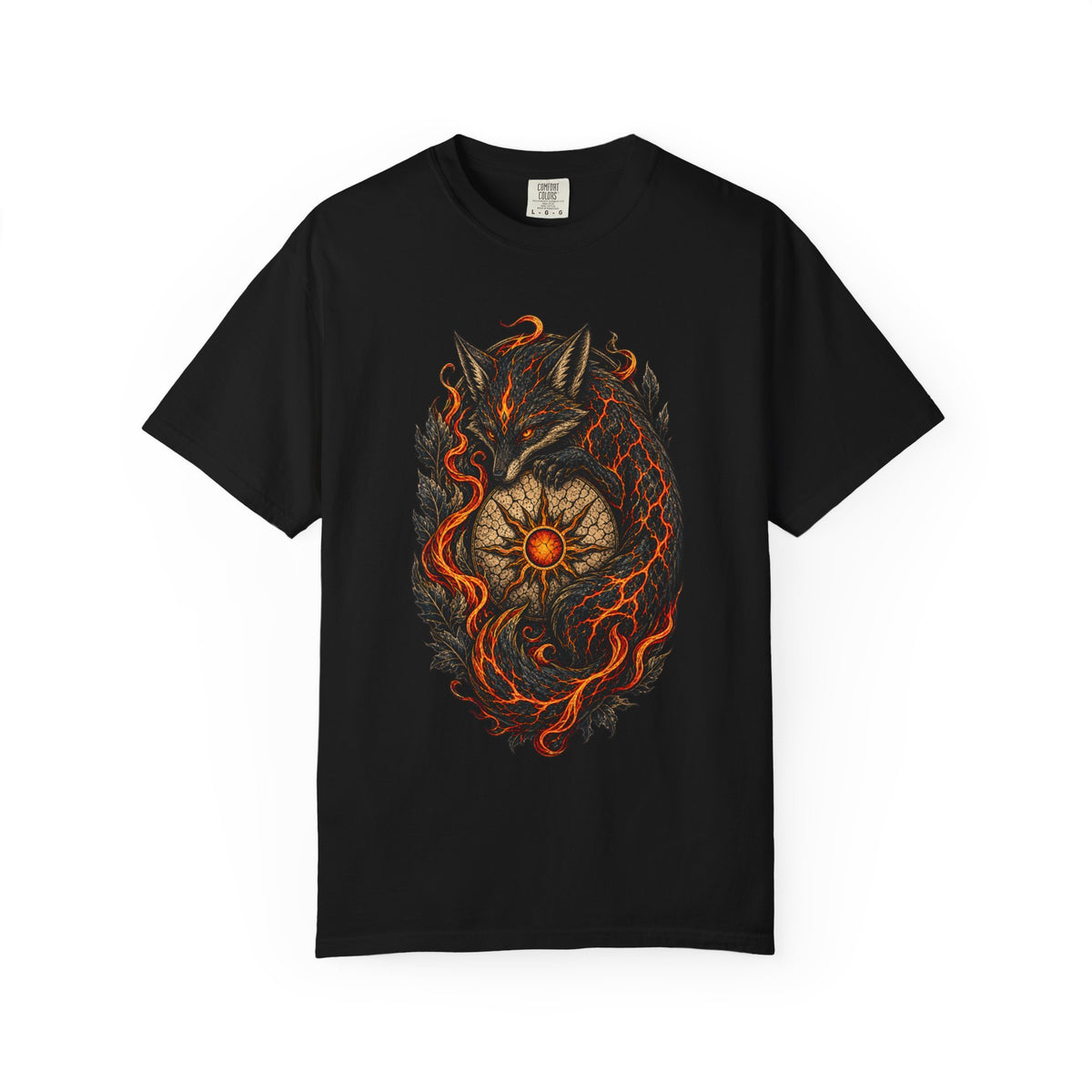 Woodcut Magma Fox Crest T-Shirt Graphic
