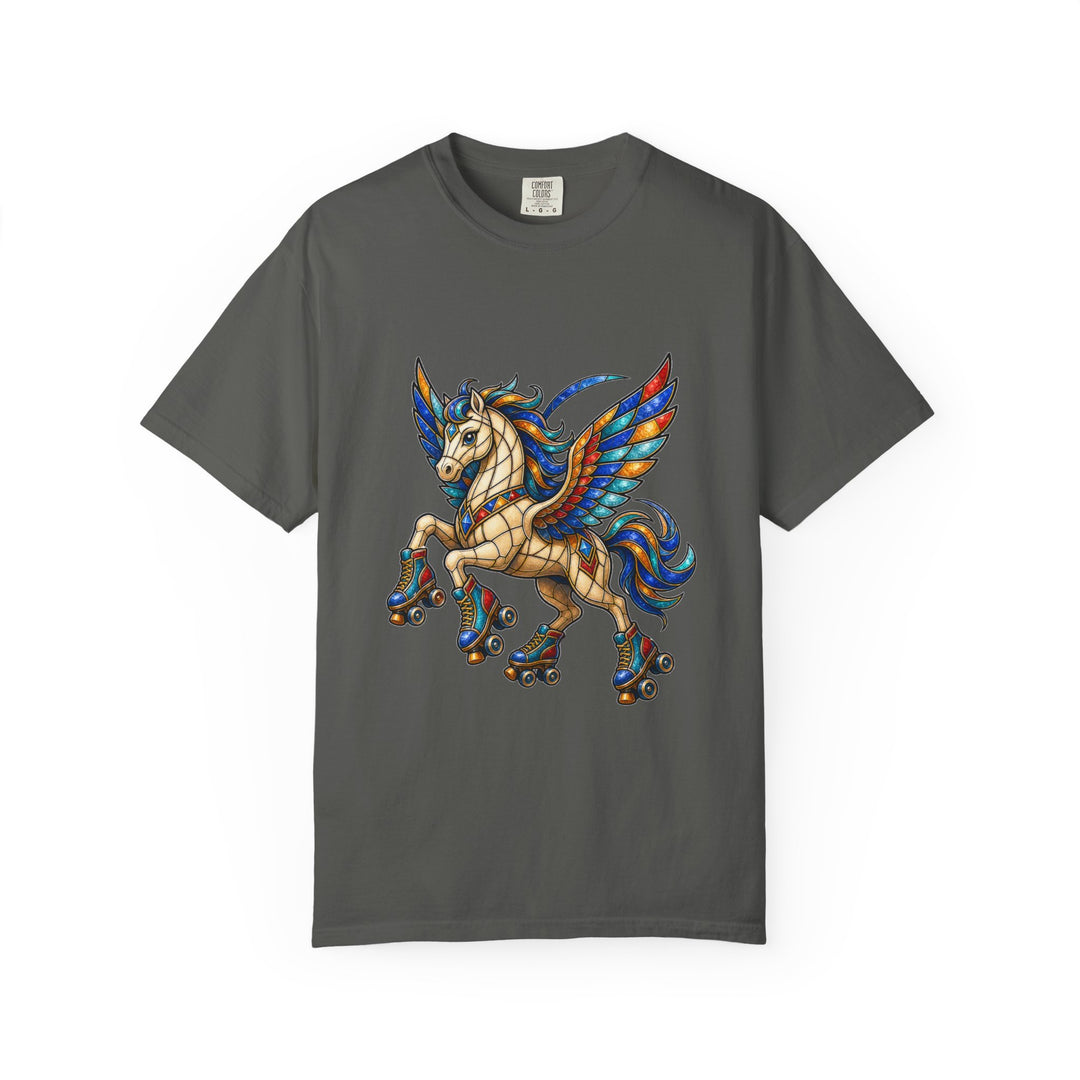 Stained Glass Roller Skate Pegasus T-Shirt Graphic