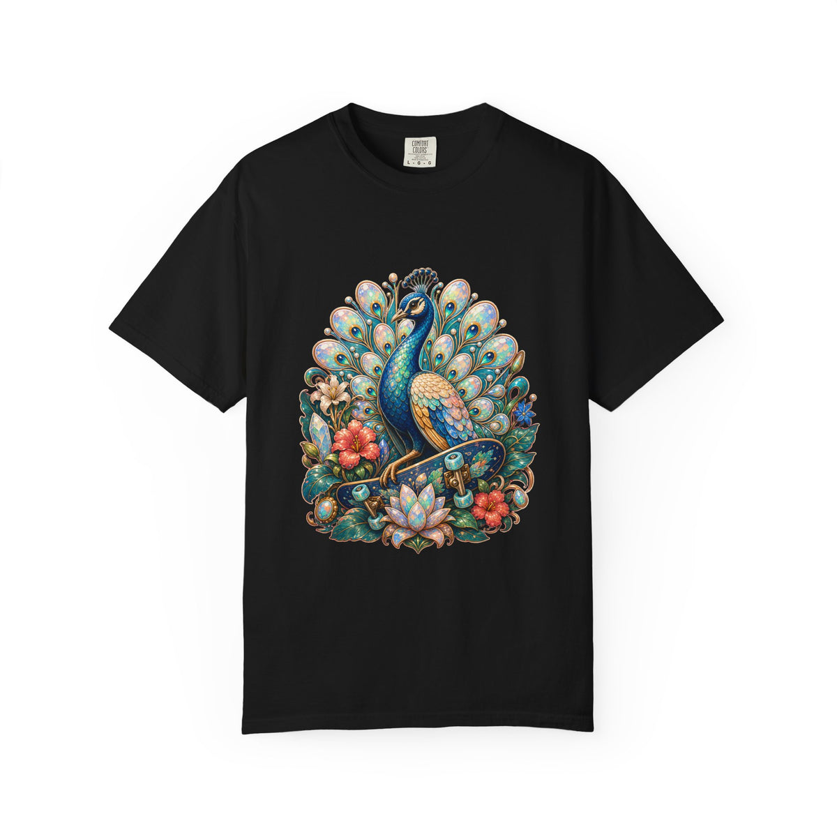 Opal Jelly Garden Skateboard Peacock T-Shirt Graphic