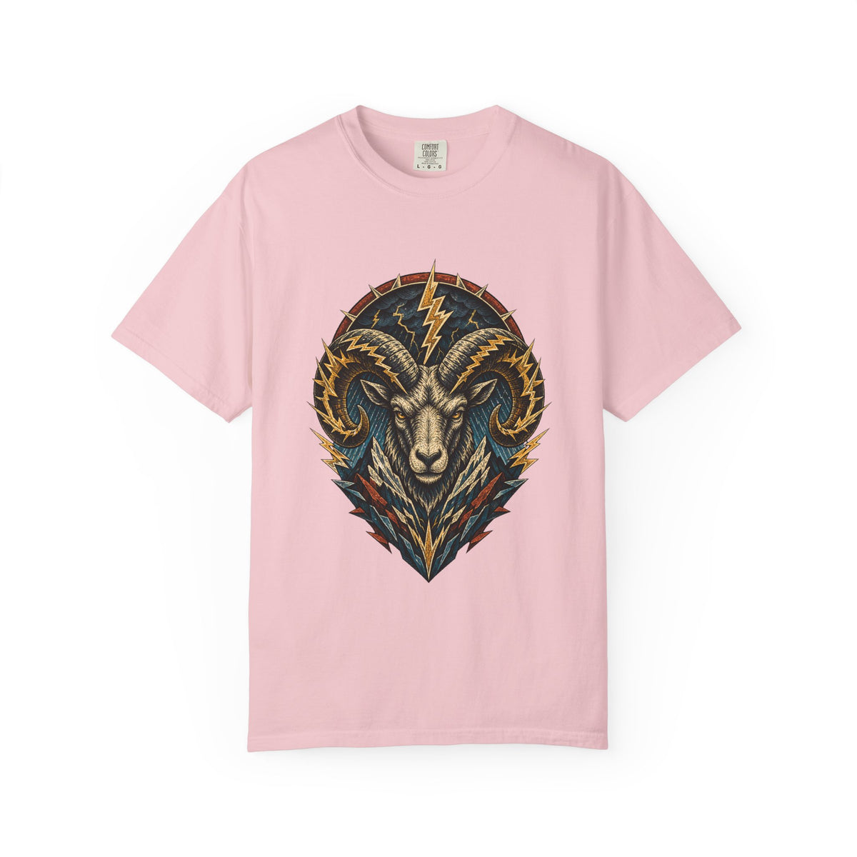 Thunder Ram Woodcut T-Shirt Graphic