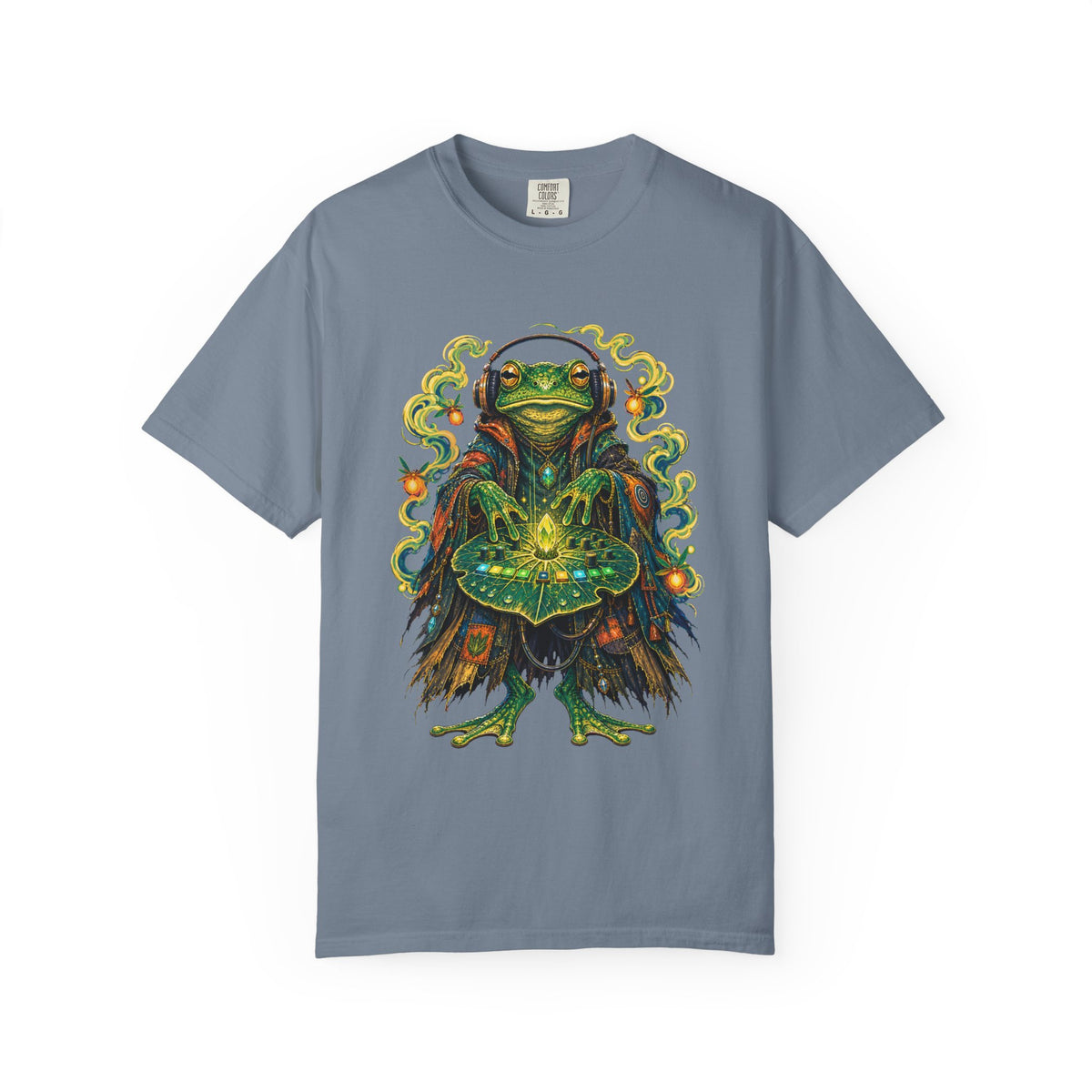 Neon Swamp Frog Synth Mage T-Shirt Graphic