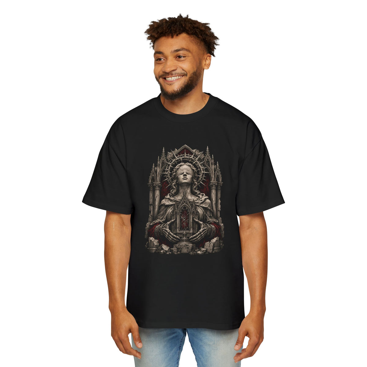 Thorn Halo Saint Heavy Oversized Gothic Tee
