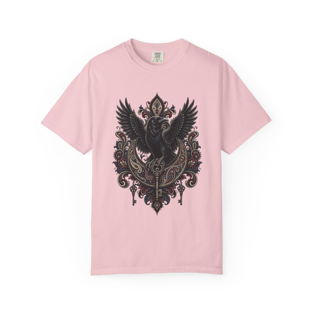 Gothic Paisley Raven Crest Graphic Tee