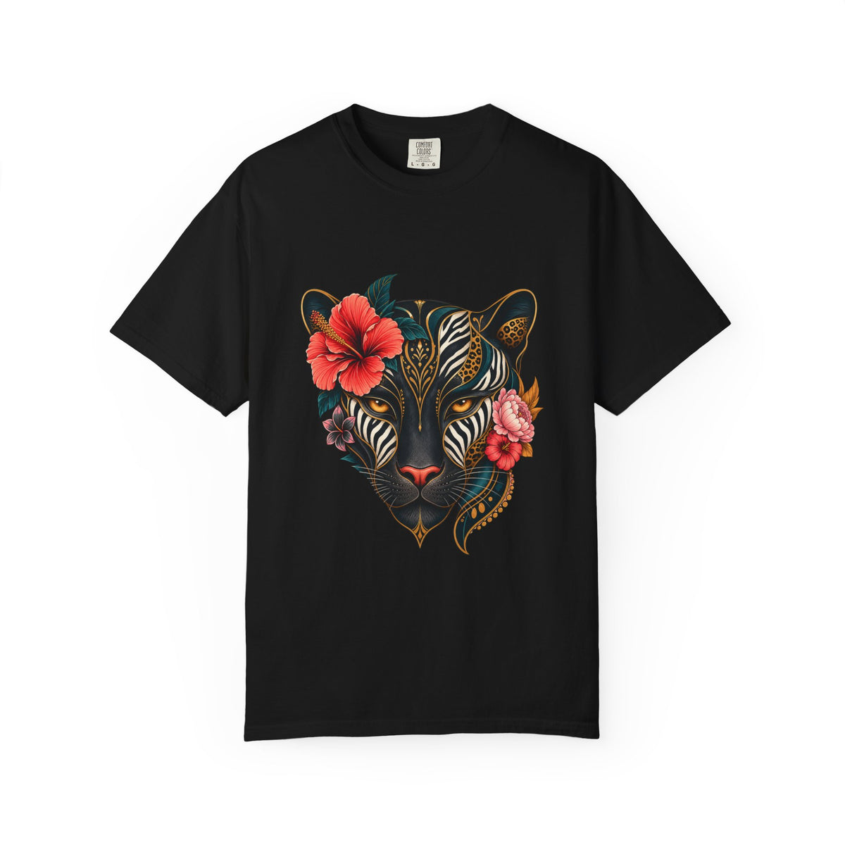 Zebra Bloom Panther Mask Graphic Tee