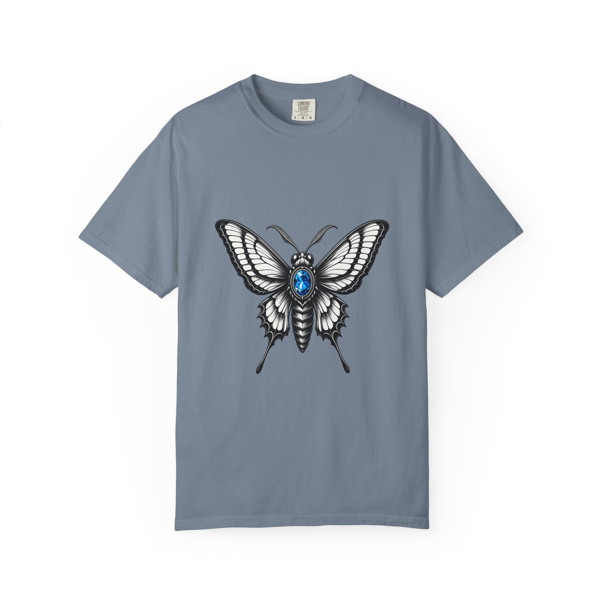 Blue Gem Gothic Moth T-Shirt Graphic