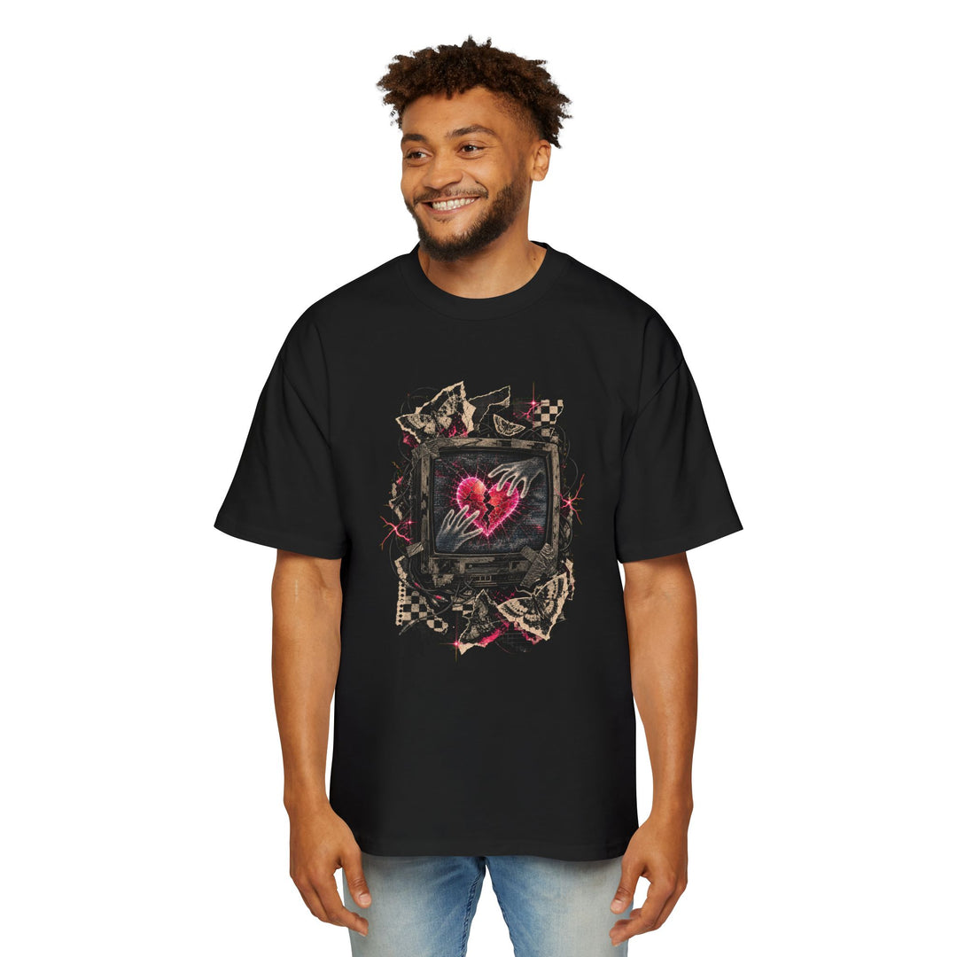 Broken Screen Valentine Heavy Oversized Emo Tee