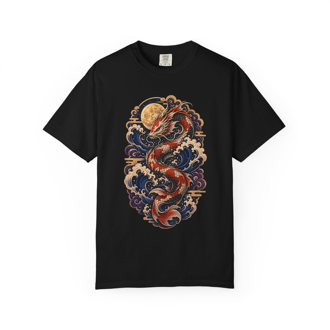 Moonlit Koi Serpent Wave T-Shirt Graphic