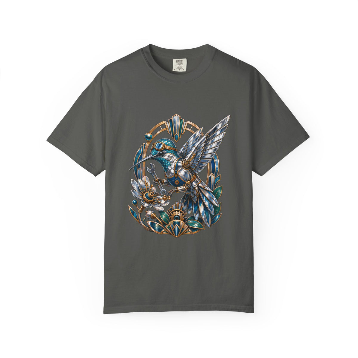 Chrome Neo-Deco Hummingbird Mechanic T-Shirt Graphic