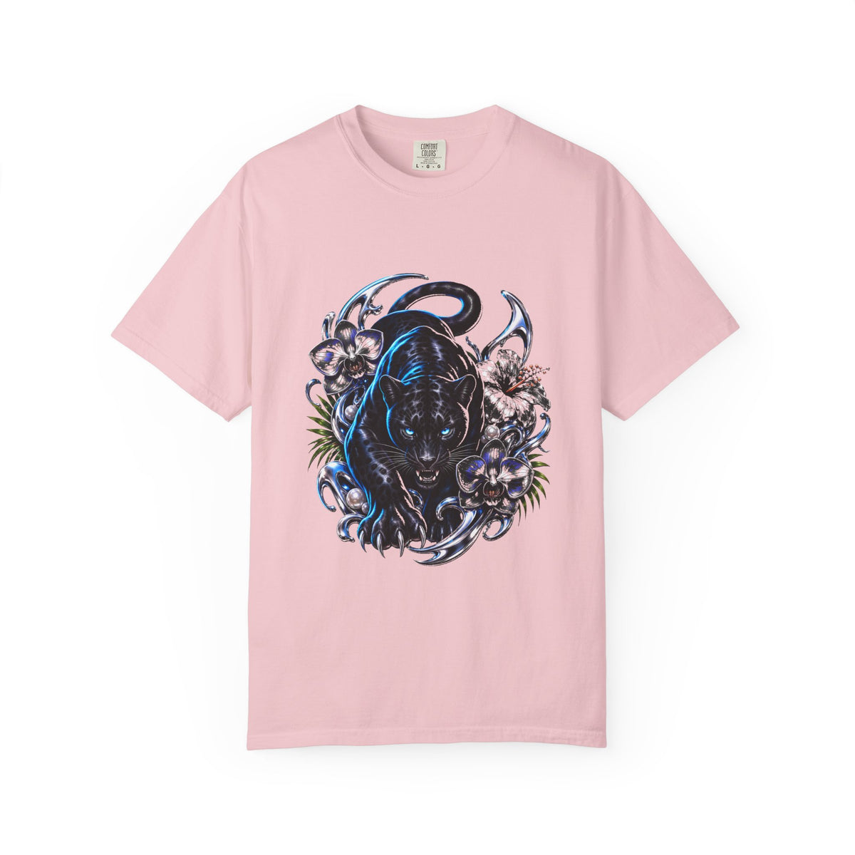 Y2K Chrome Orchid Panther Graphic Tee