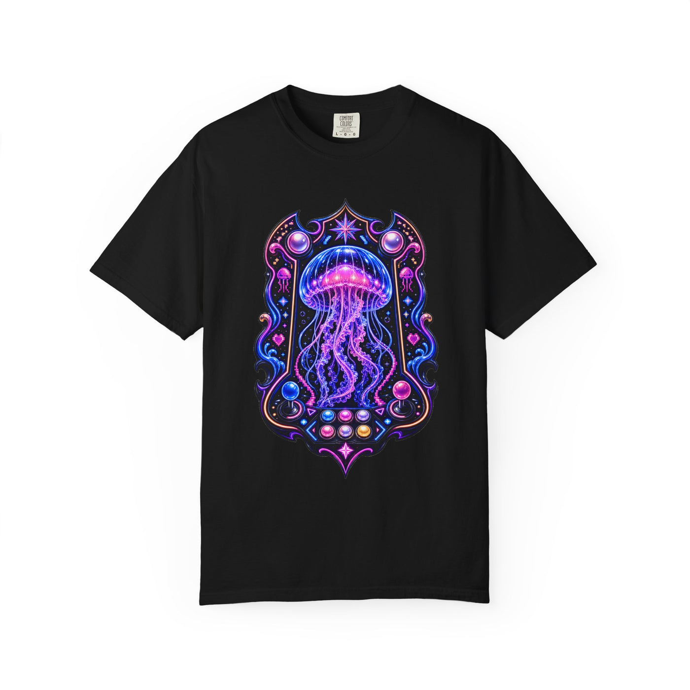 Arcade Jellyfish Neon Crest T-Shirt Graphic
