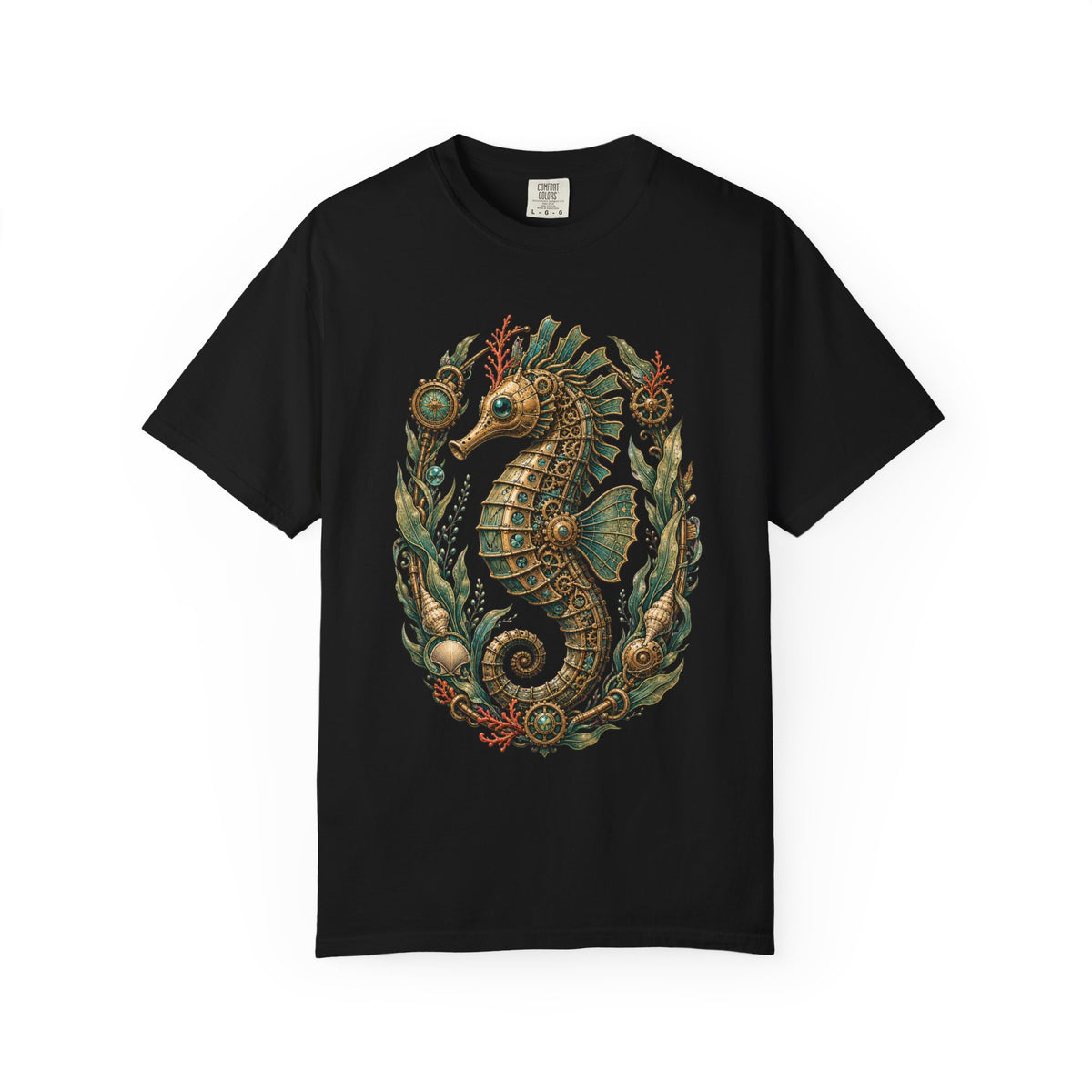 Botanical Mech Seahorse T-Shirt Graphic
