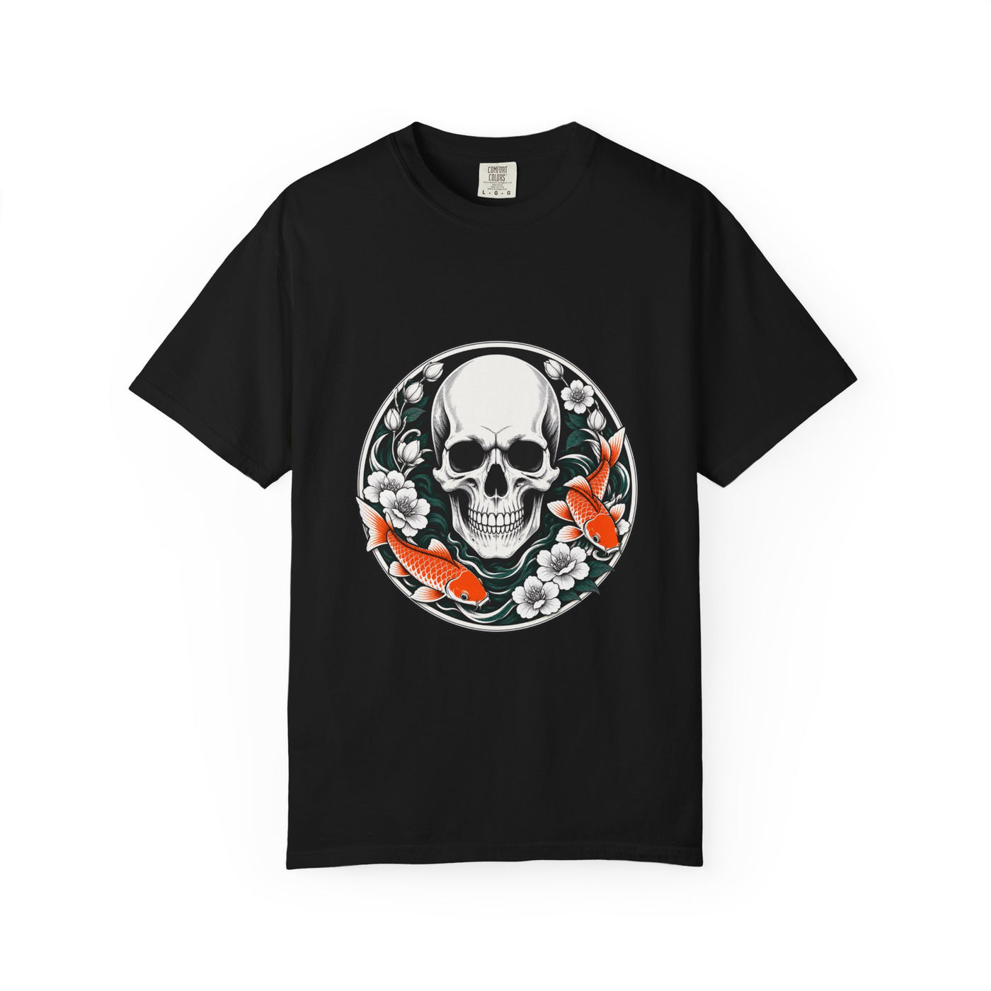 Koi Skull Floral Badge T-Shirt Graphic