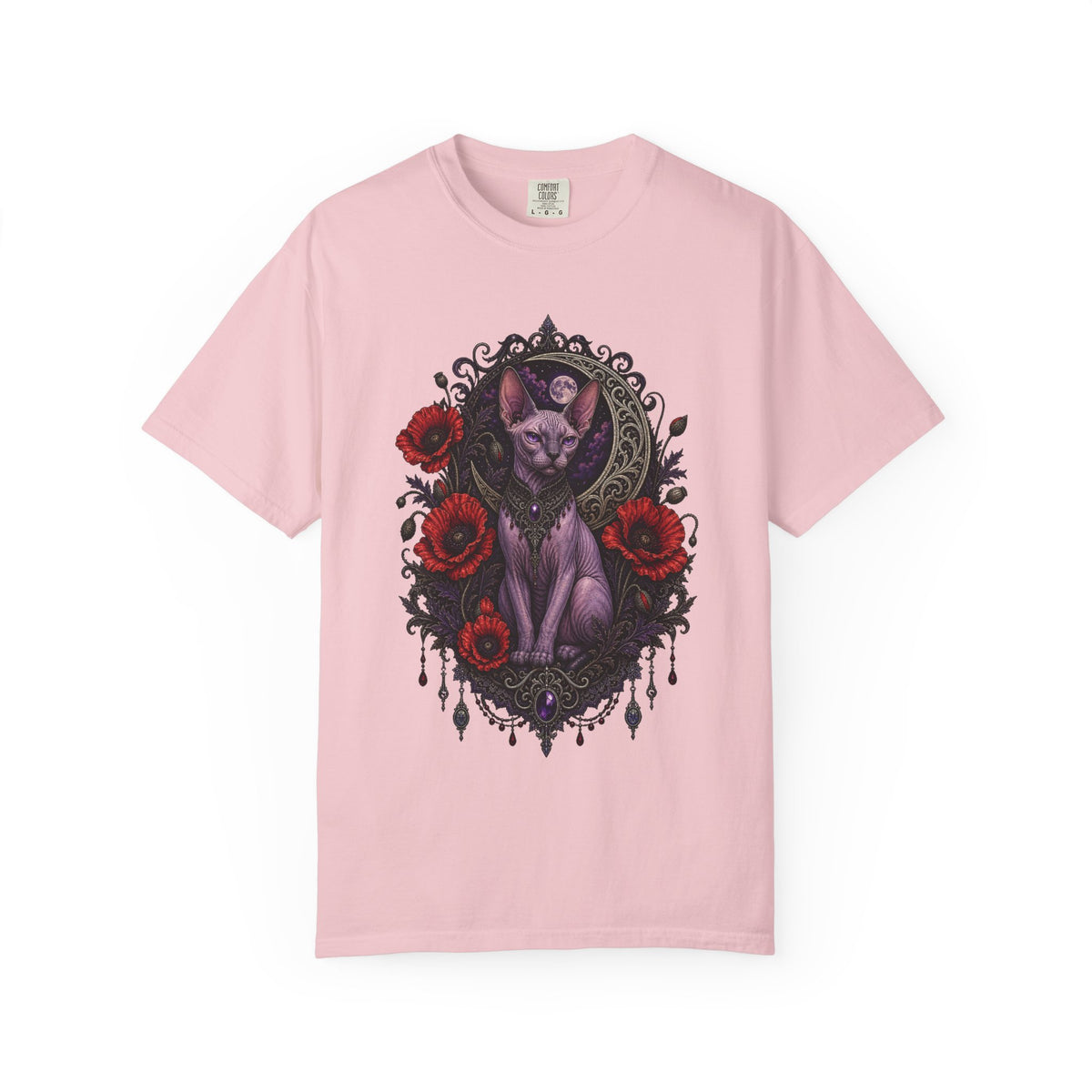 Gothic Poppy Sphinx Cat Graphic Tee