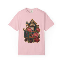 Embroidered Train Station Peony Trolley T-Shirt Graphic