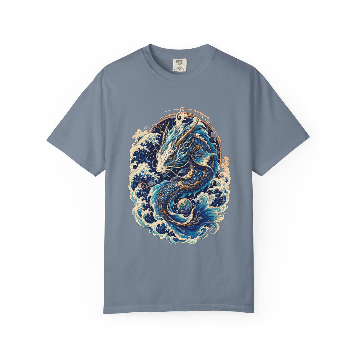 Cyber Koi Dragon Wave T-Shirt Graphic