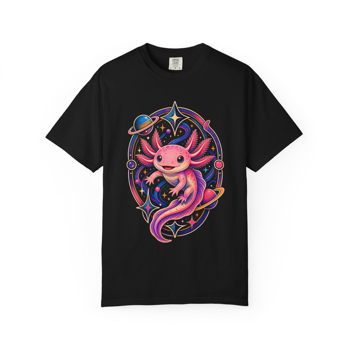 Retro Cosmic Axolotl Graphic T-Shirt