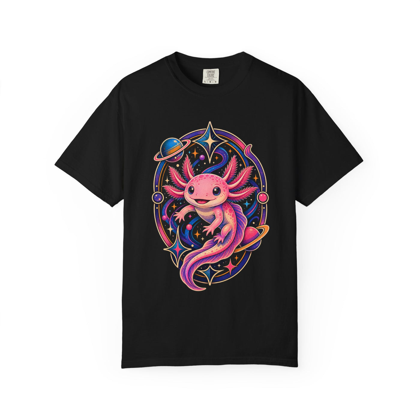 Retro Cosmic Axolotl Graphic T-Shirt