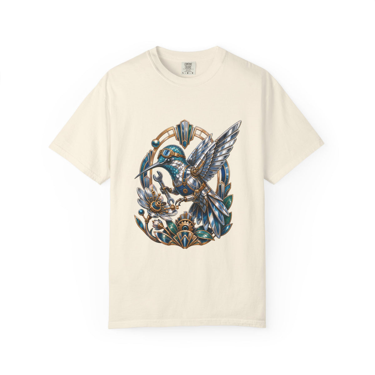 Chrome Neo-Deco Hummingbird Mechanic T-Shirt Graphic