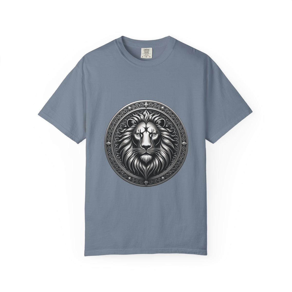 Ornate Lion Crest Monochrome T-Shirt Graphic