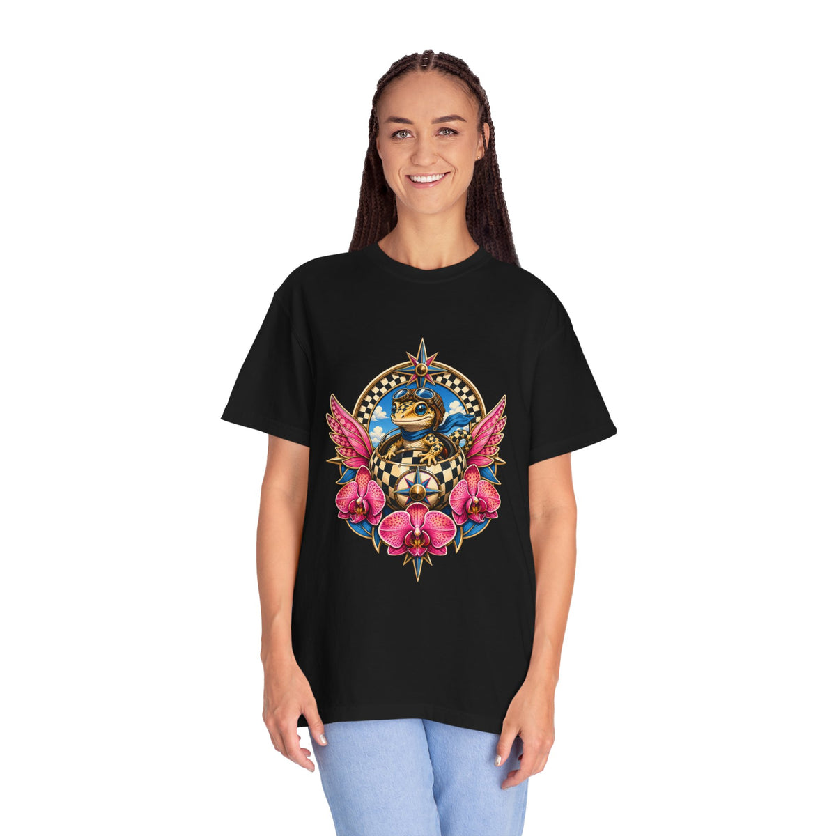 Checkerboard Orchid Gecko Graphic Tee