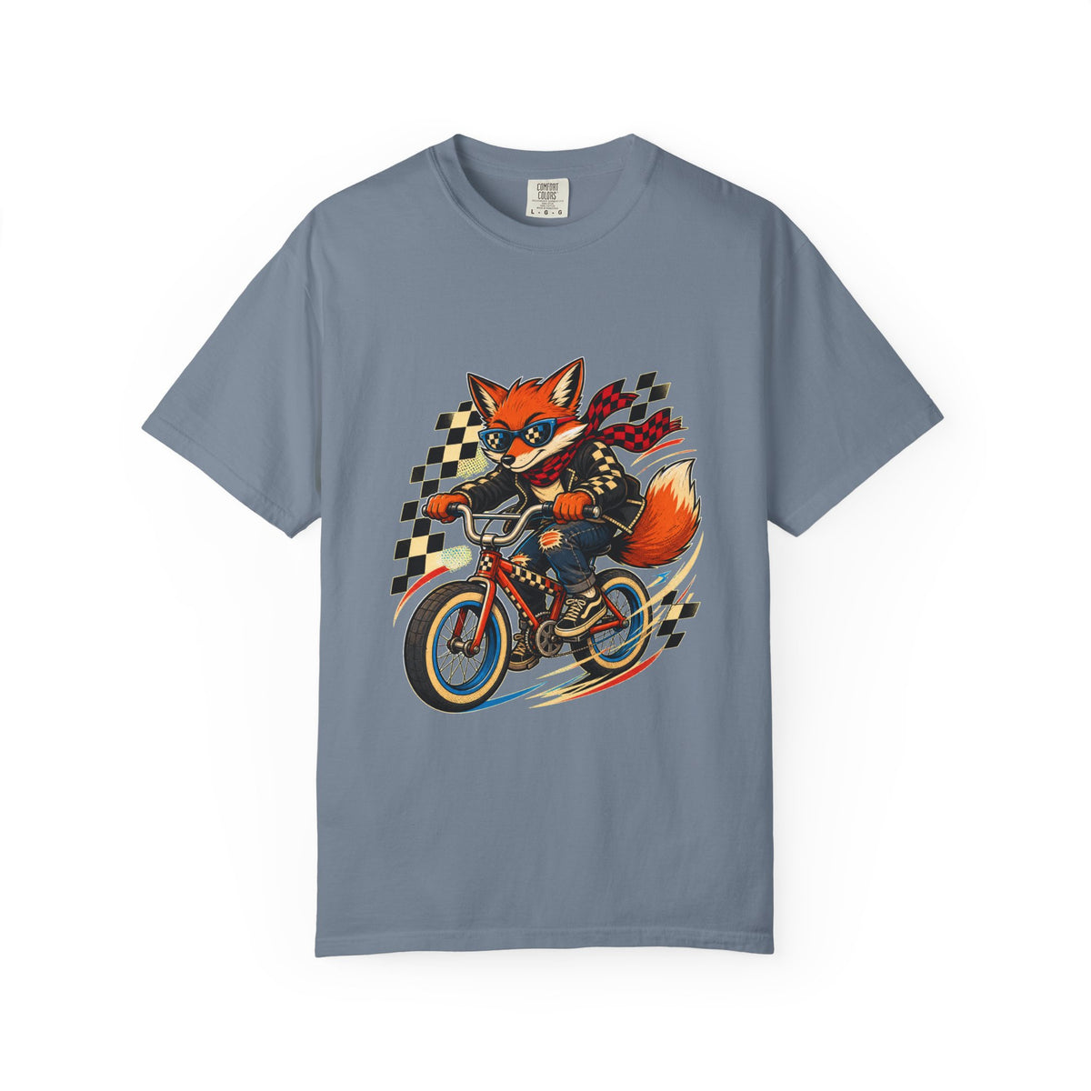 Checkerboard Alley Fox Cyclist T-Shirt Graphic