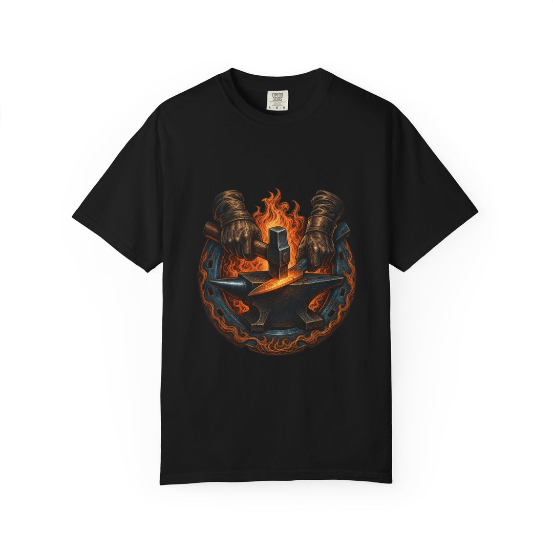 Forge Strike Blacksmith Woodcut Graphic Tee