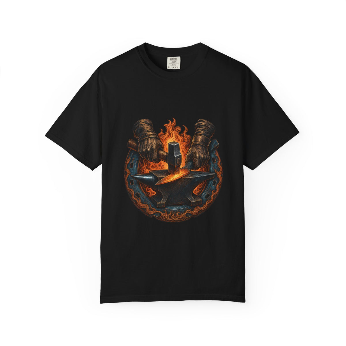 Forge Strike Blacksmith Woodcut Graphic Tee