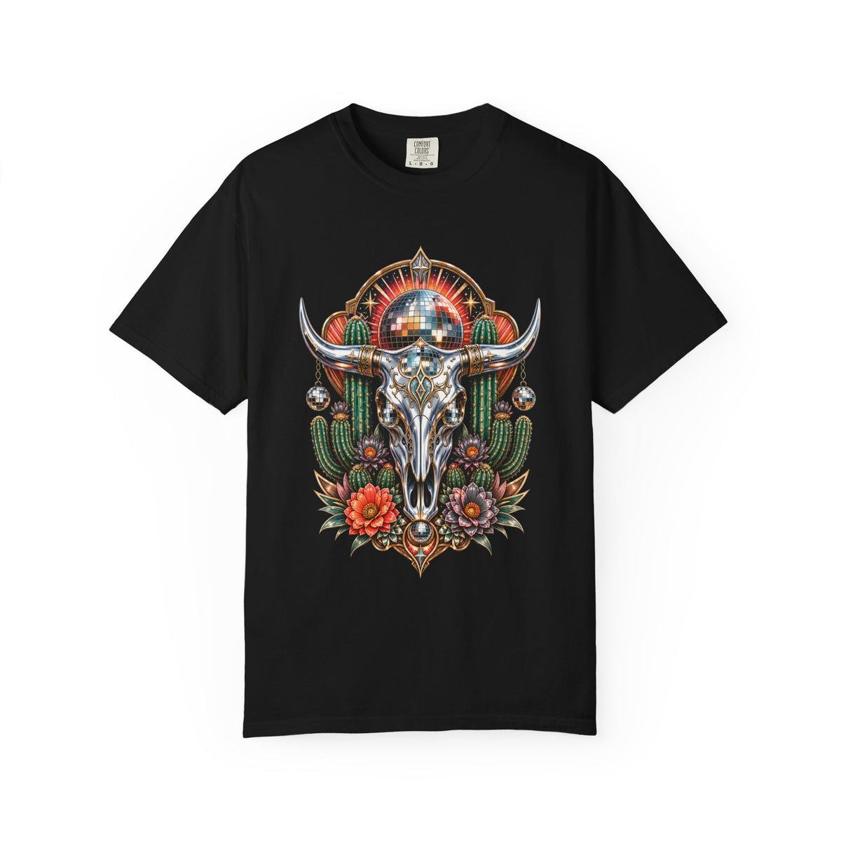 Chrome Cactus Disco Skull T-Shirt Graphic