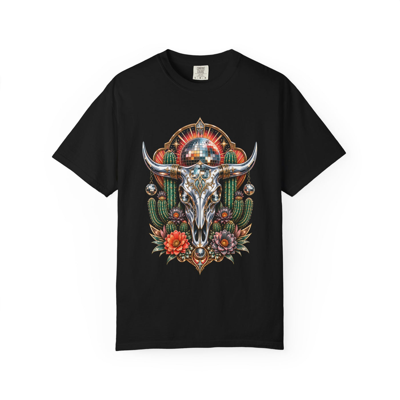 Chrome Cactus Disco Skull T-Shirt Graphic