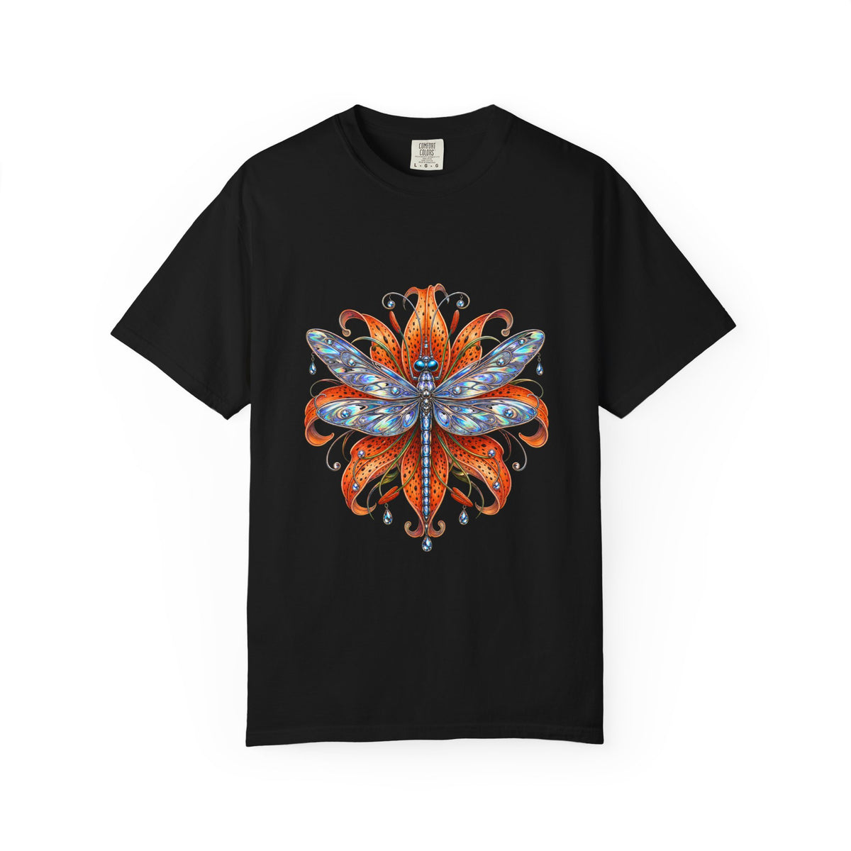 Chrome Tiger Lily Dragonfly Graphic Tee
