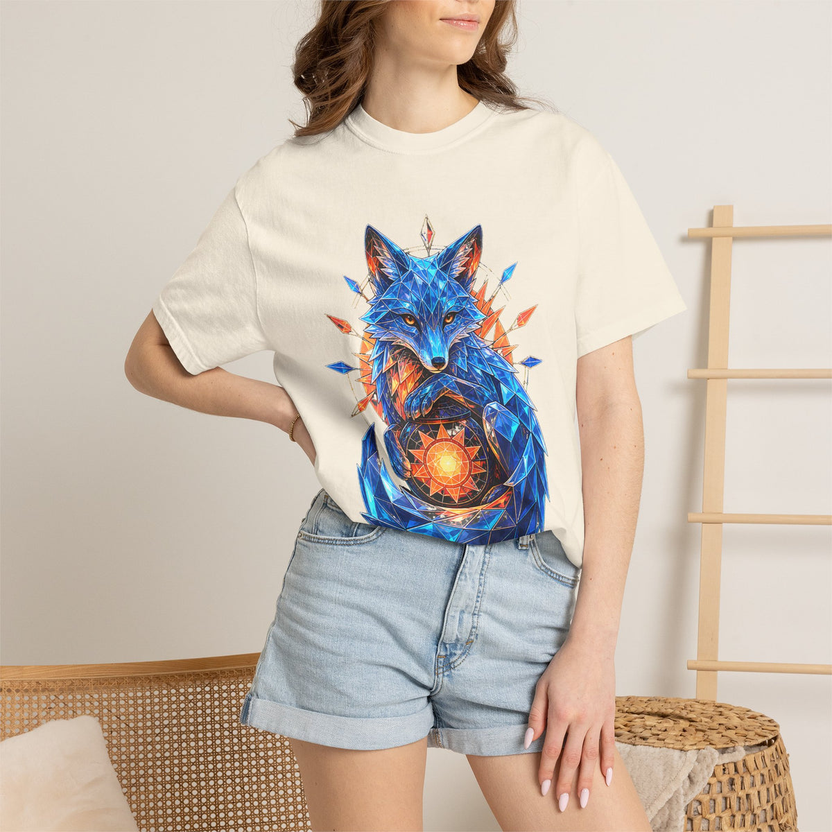 Vaporwave Glass Fox Lantern Graphic Tee
