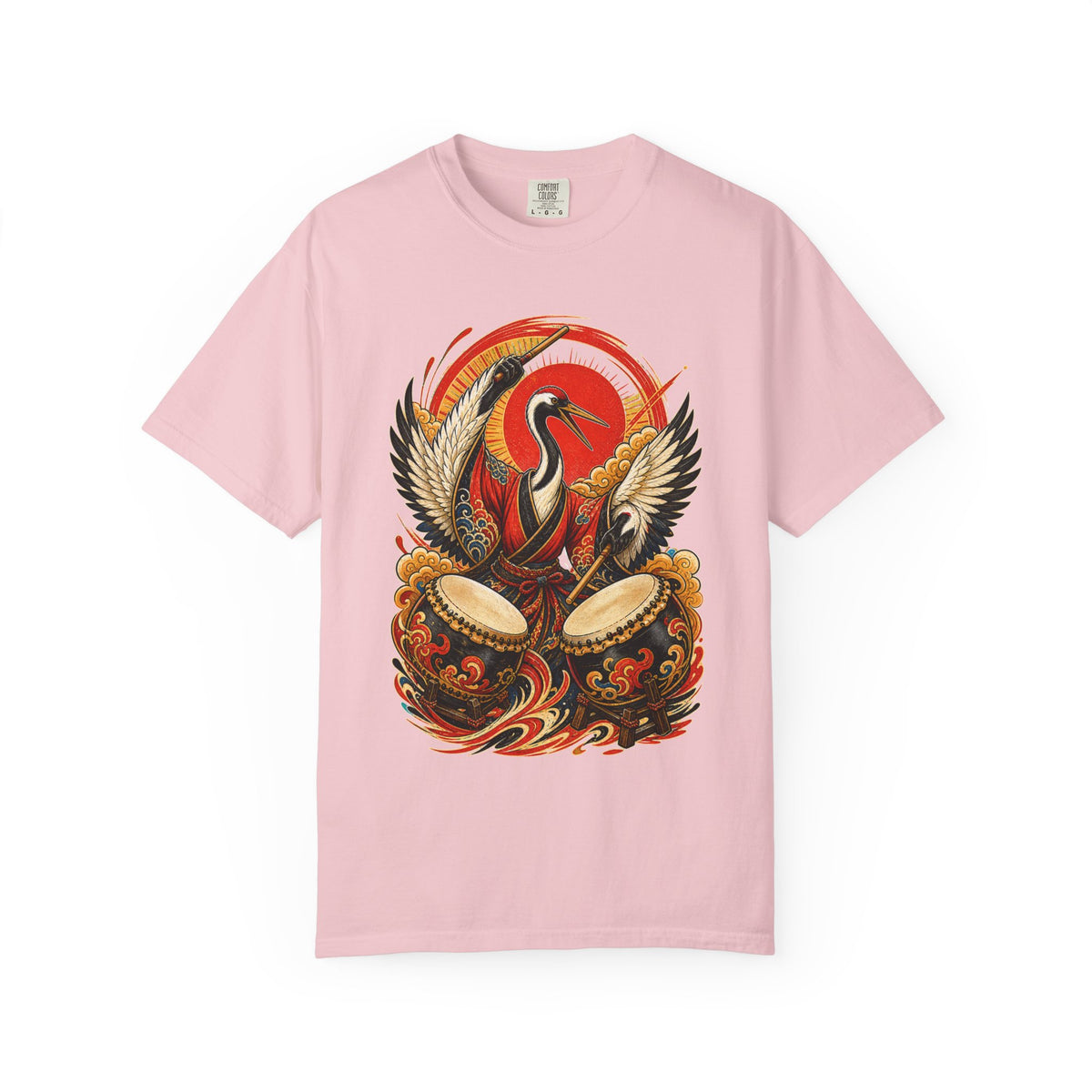 Red Sun Crane Drummer Graphic Tee