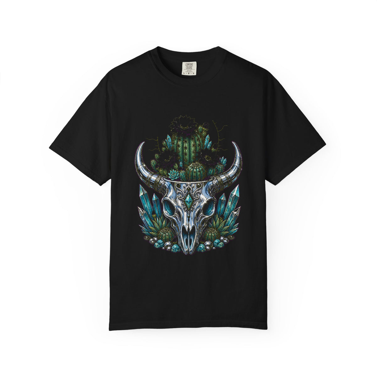 Chrome Cactus Skull Bloom T-Shirt Graphic