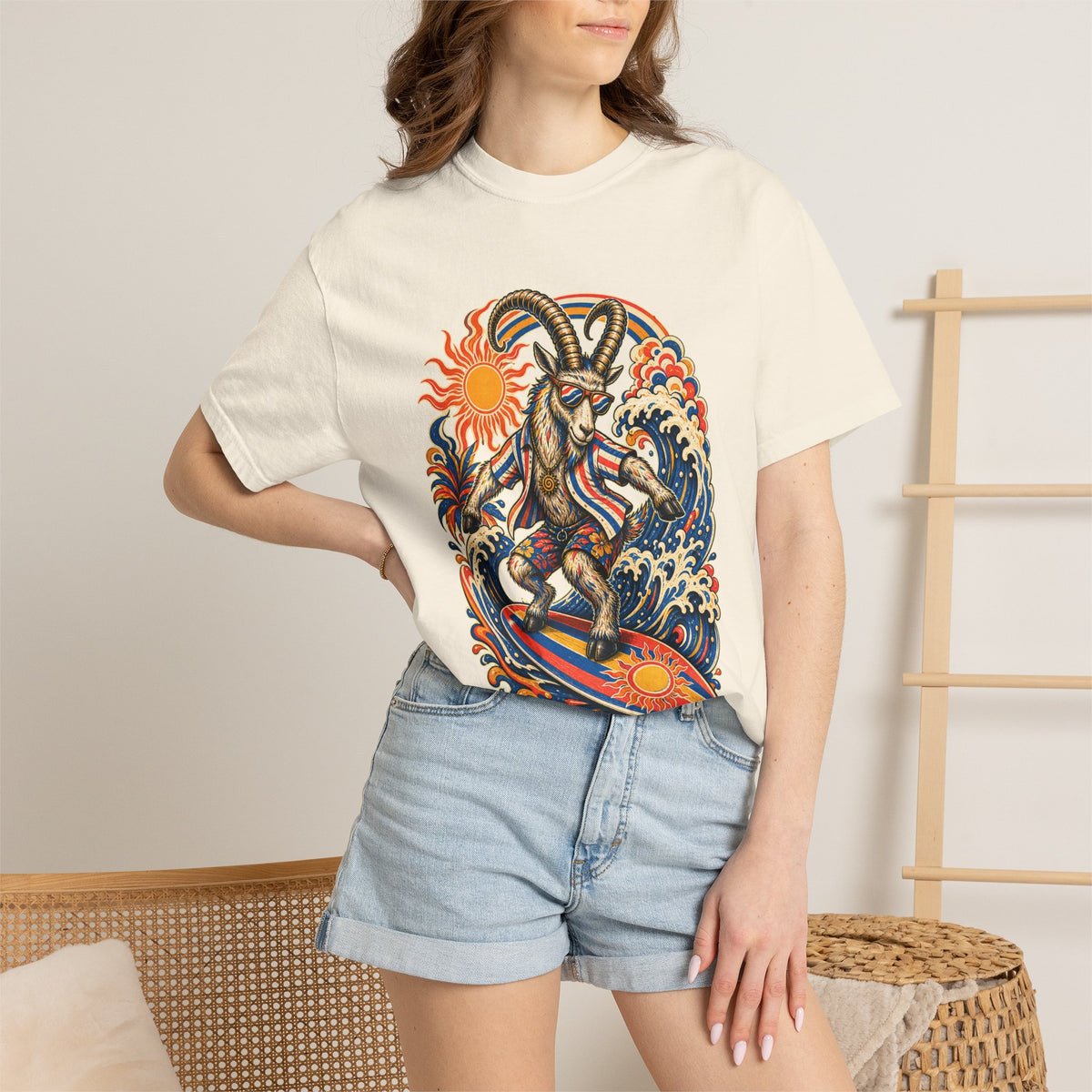 Psychedelic Ibex Surfer Graphic Tee