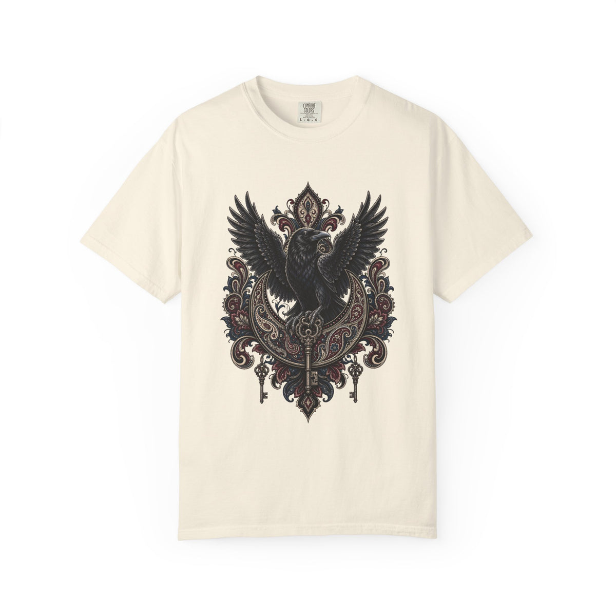 Gothic Paisley Raven Crest Graphic Tee