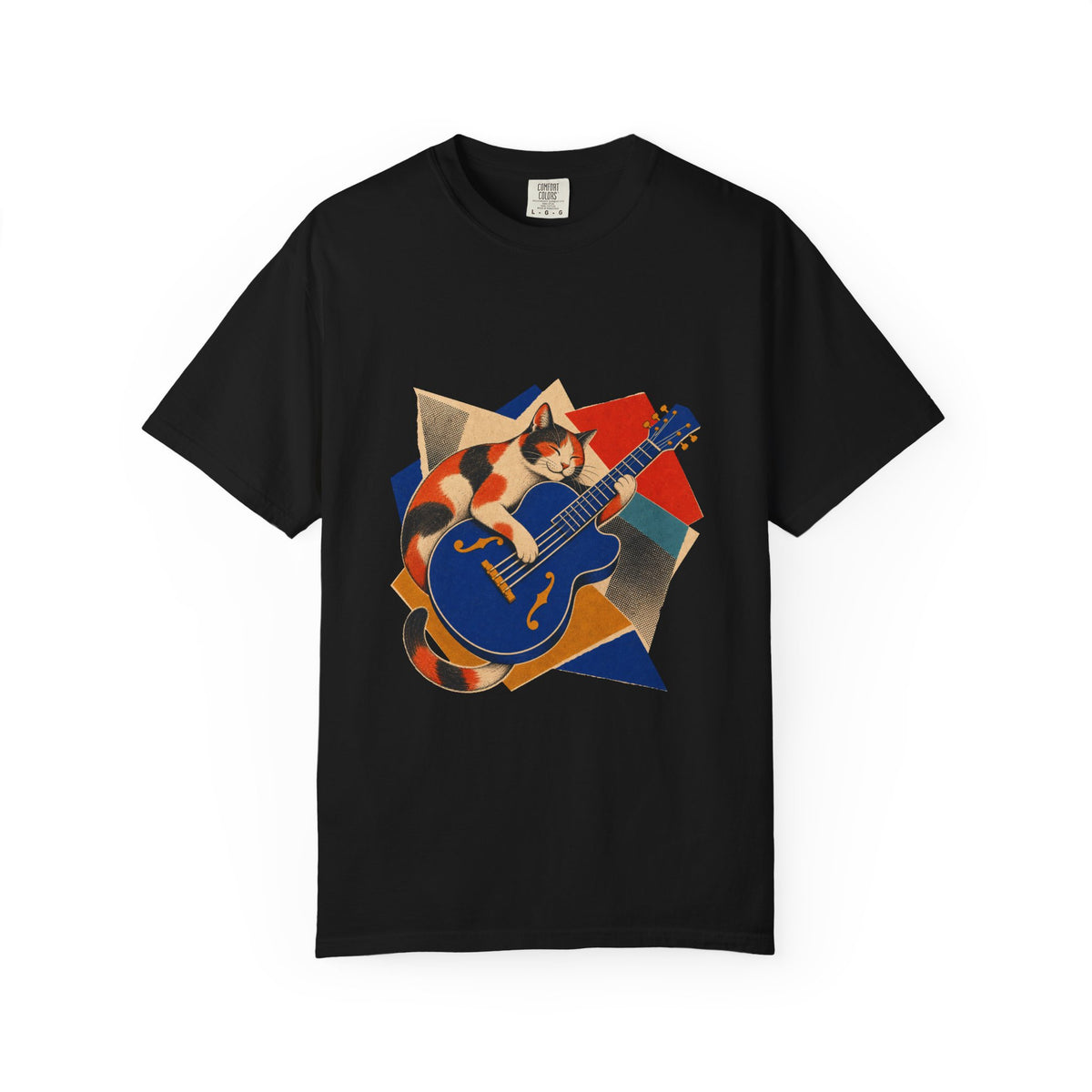 Calico Cat Jazz Guitar Hard-Bop Collage Graphic Tee