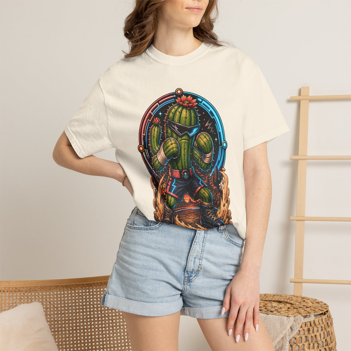 Cyber Cactus Boxer T-Shirt Graphic