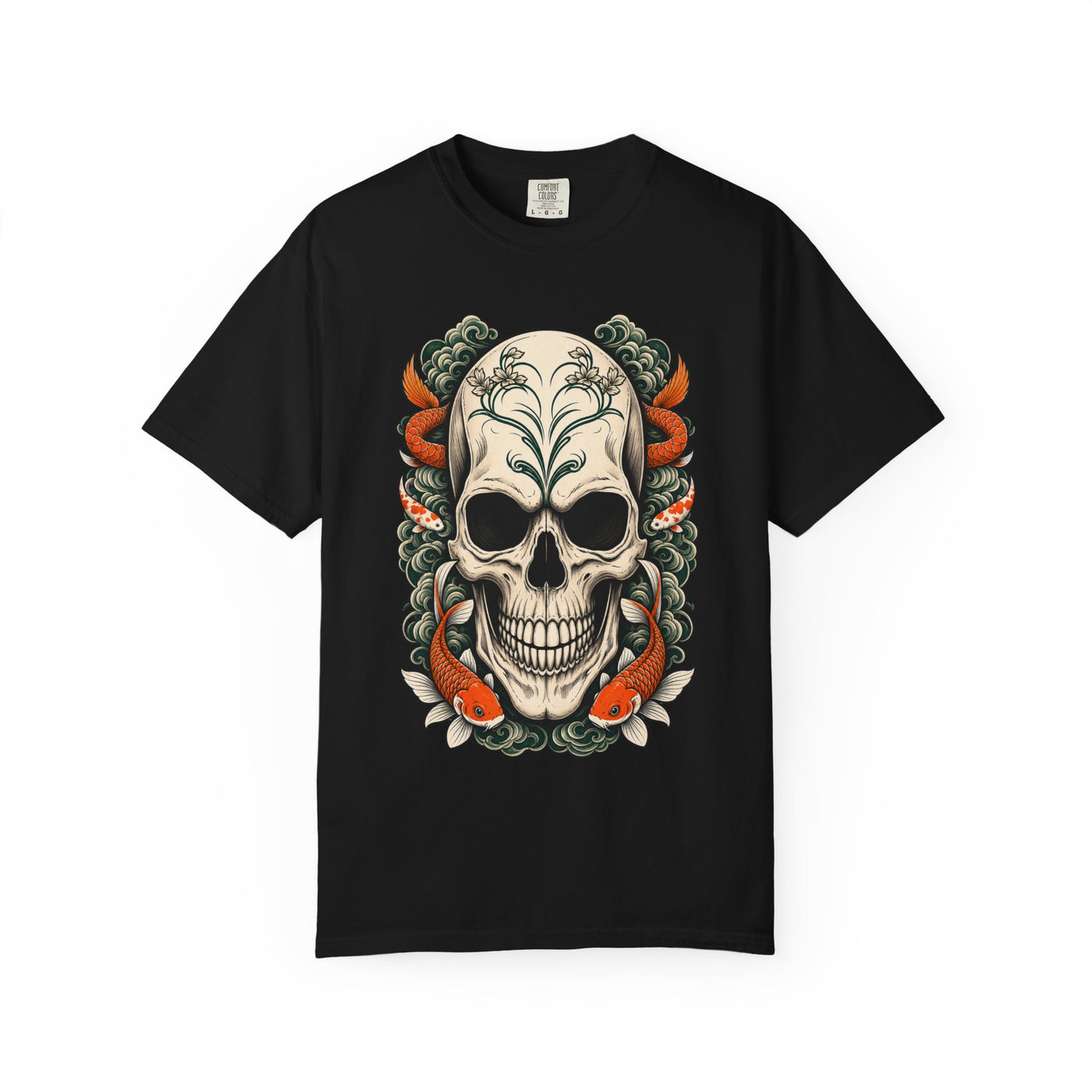 Koi Skull Jade Wave T-Shirt Graphic